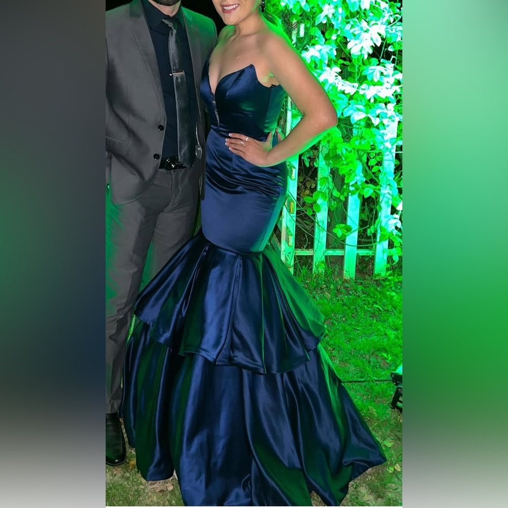 Sherri Hill Navy Blue Maxi Dress